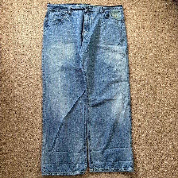 COOGI Other - Vintage Coogi Jeans Mens 44x35 Blue Baggy Wide Leg Embroidered Skater Patched